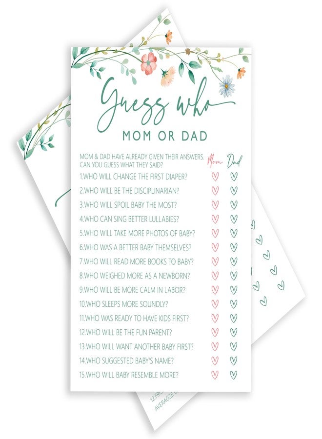 ISOVF 25 Spring Floral Baby Shower Games with 1 Answer Card (5"x7") - 2 Games Double-Sided - Oh Baby True or False & Guess Who Mom or Dad - Spring Theme Gender Neutral Party and Supplies (J09) - Image 1